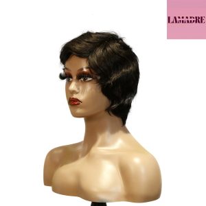 center wig machine made black wig remy hair h001
