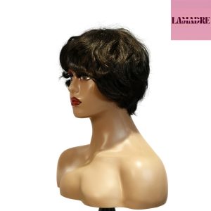 center wig machine made black wig remy hair tc16