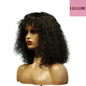 center wig machine made black wig remy hair tc047