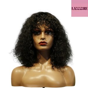 center wig machine made black wig remy hair tc047