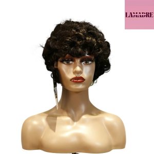 center wig machine made black wig remy hair tc064