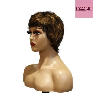 center wig machine made black wig remy hair tc066