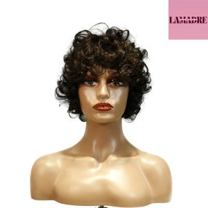 center wig machine made black wig remy hair tc002