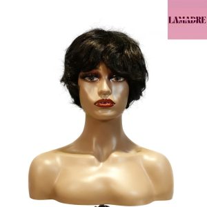 center wig machine made black wig remy hair tc16