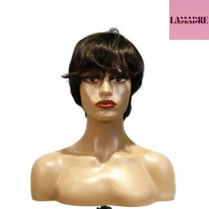 center wig machine made black wig remy hair h081