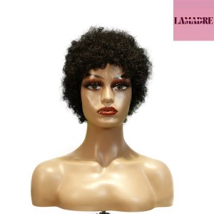 center wig machine made black wig remy hair h023
