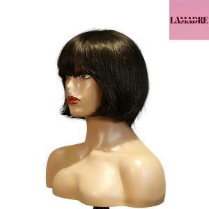 center wig machine made black wig remy hair h009
