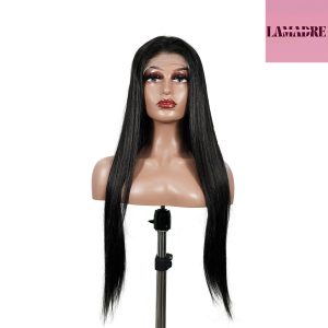 center wig natural black remy hair 6x7 lace closure straight human hair wig