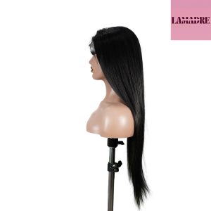 center wig natural black remy hair 6x7 lace closure straight human hair wig