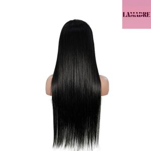 center wig natural black remy hair 6x7 lace closure straight human hair wig