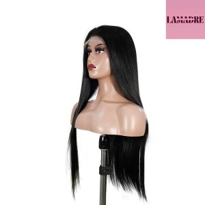 center wig natural black remy hair 6x7 lace closure straight human hair wig