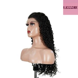 center wig natural black remy hair 6x7 lace closure deep wave human hair wig