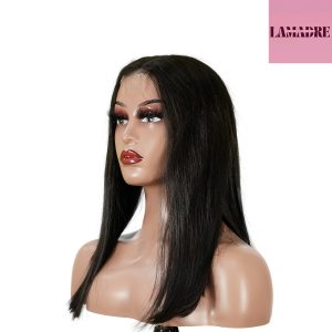 center wig natural black asian raw hair 2x6 hd lace closure straight bob human hair wig