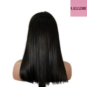 center wig natural black asian raw hair 2x6 hd lace closure straight bob human hair wig