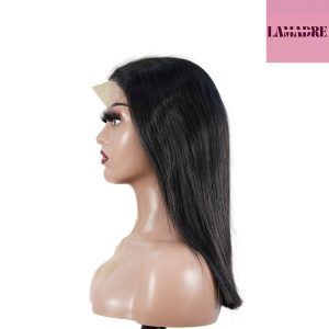 center wig natural black remy hair 5x5 lace closure straight bob human hair wig