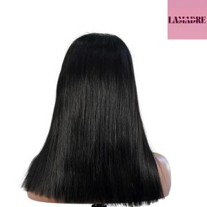 center wig natural black remy hair 5x5 lace closure straight bob human hair wig