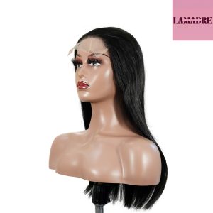 center wig natural black remy hair 5x5 lace closure straight human hair wig