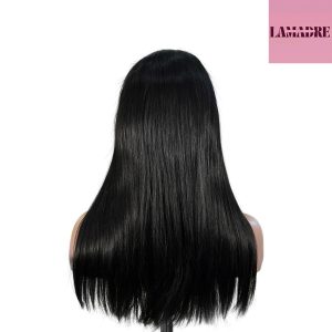 center wig natural black remy hair 5x5 lace closure straight human hair wig