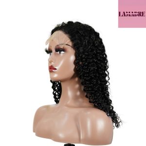 center wig natural black remy hair 5x5 lace closure jerry curly human hair wig