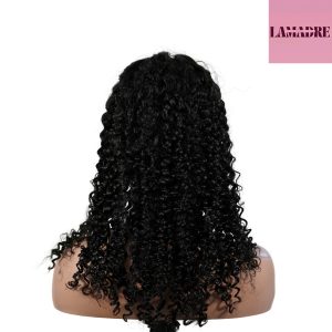 center wig natural black remy hair 5x5 lace closure jerry curly human hair wig
