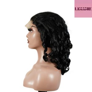 center wig natural black remy hair 5x5 lace closure bouncy curls human hair wig