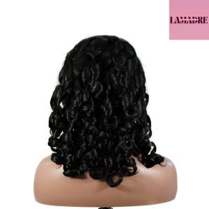 center wig natural black remy hair 5x5 lace closure bouncy curls human hair wig