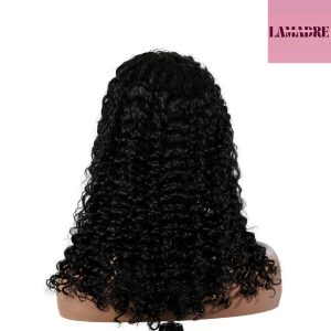 center wig natural black remy hair 5x5 lace closure deep wave human hair wig