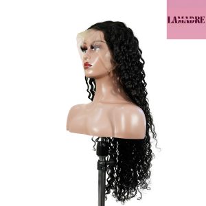 center wig 13x4 deep wave lace front wig natural black remy hair