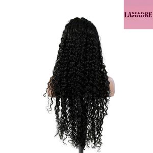center wig 13x4 deep wave lace front wig natural black remy hair