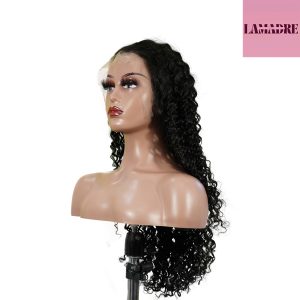 center wig natural black asian raw hair 13x6 hd lace front wig deep wave human hair wig