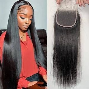 center wig remy hair 4x4 straight closure
