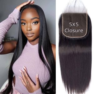 Home center wig remy hair 5x5 straight hd closure