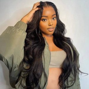 Home center wig 13x4 body wave lace front wig natural black remy hair