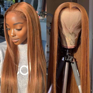 Home center wig 13x4 straight lace front wig 8&27 honey blonde highlight 26 inch remy hair