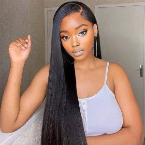 center wig 13x6 double drams straight lace front wig black remy hair