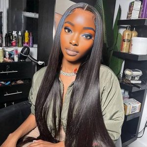 center wig 13x4 straight lace front wig natural black remy hair