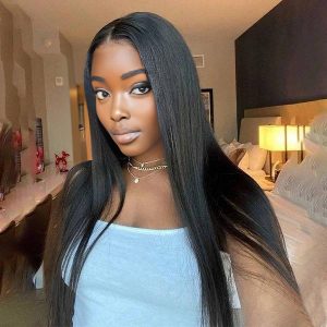 Home center wig natural black remy hair 6x7 lace closure straight human hair wig