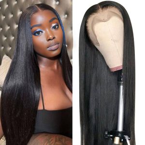 Home center wig 13x4 straight hd lace front wig natural black remy hair